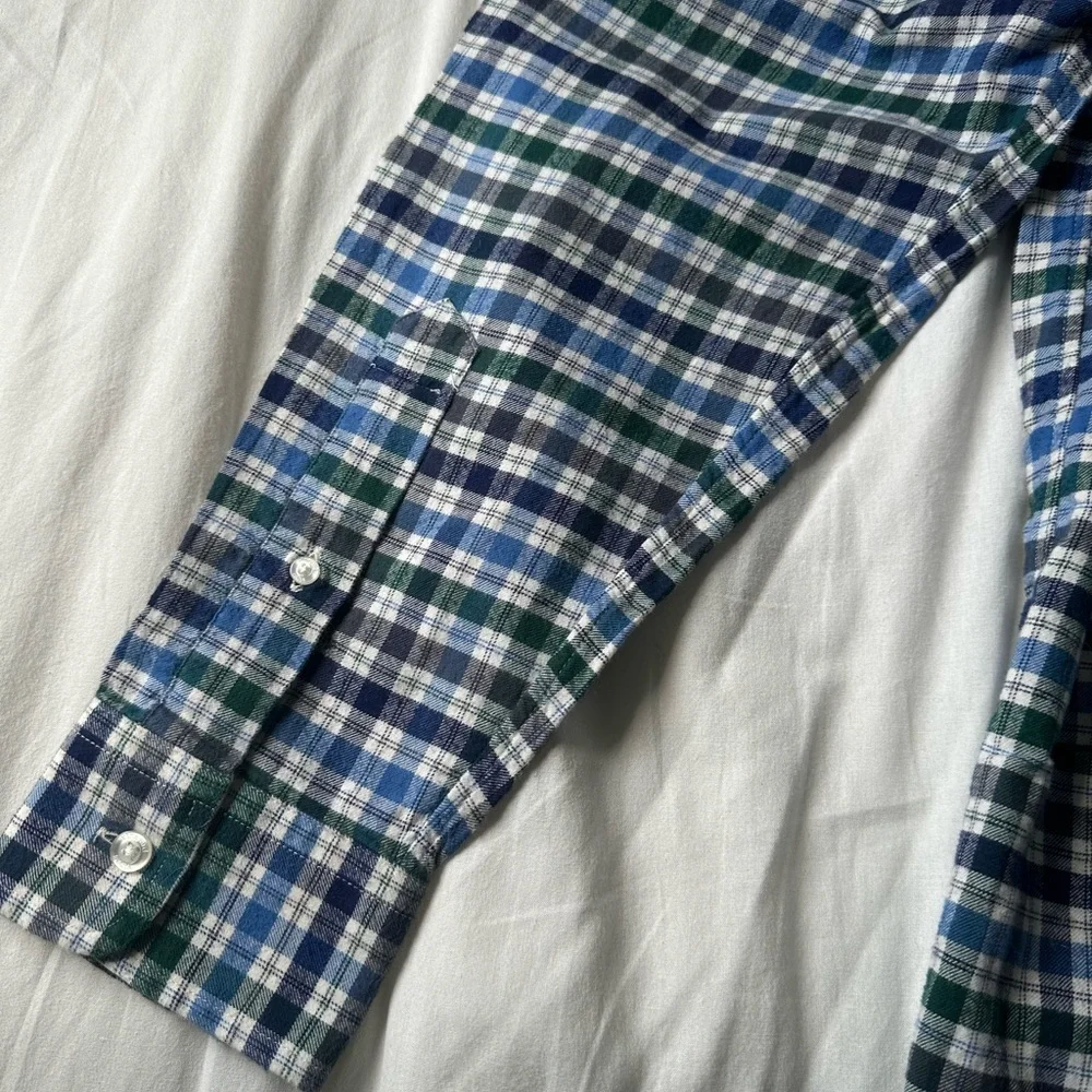 Vineyard Vines Blue and Green Checkered Slim Fit Whale Shirt
